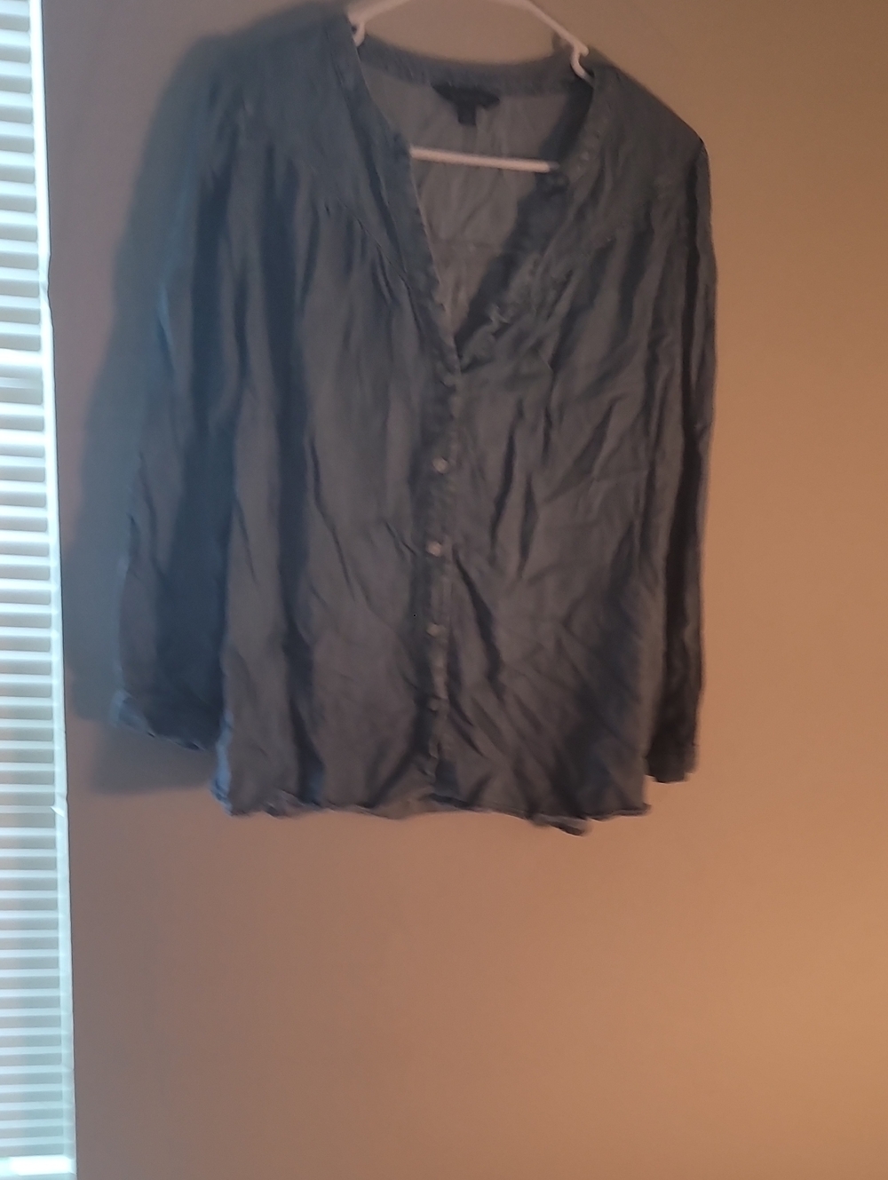 Banana Republic Chambray Button-Front Top in Light Blue